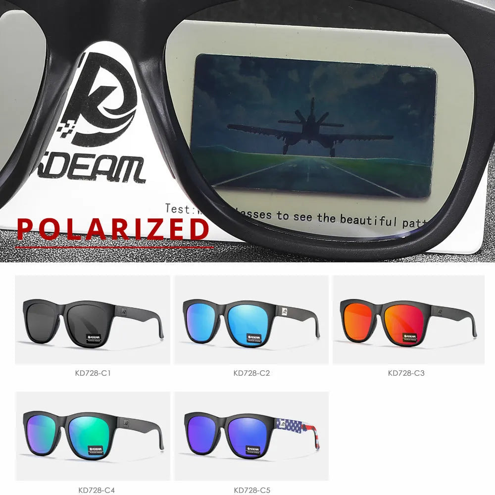 Polarised sunglasses with TAC lenses and a PC frame for fishing and driving.