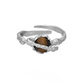 Women's adjustable Saturn open ring silver white gold colour electroplated jewellery