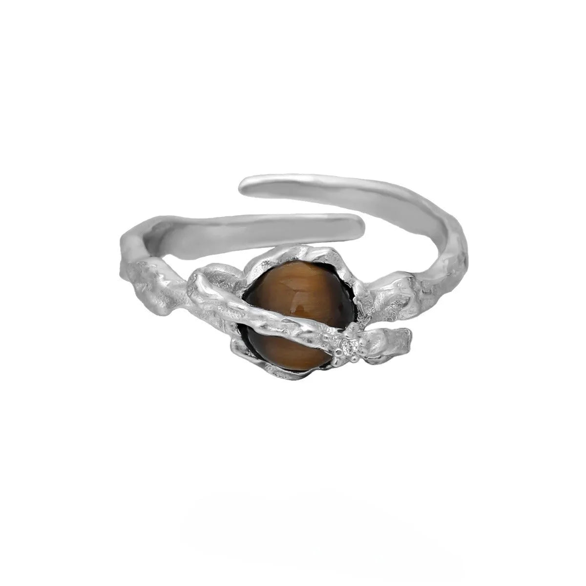 Women's adjustable Saturn open ring silver white gold colour electroplated jewellery