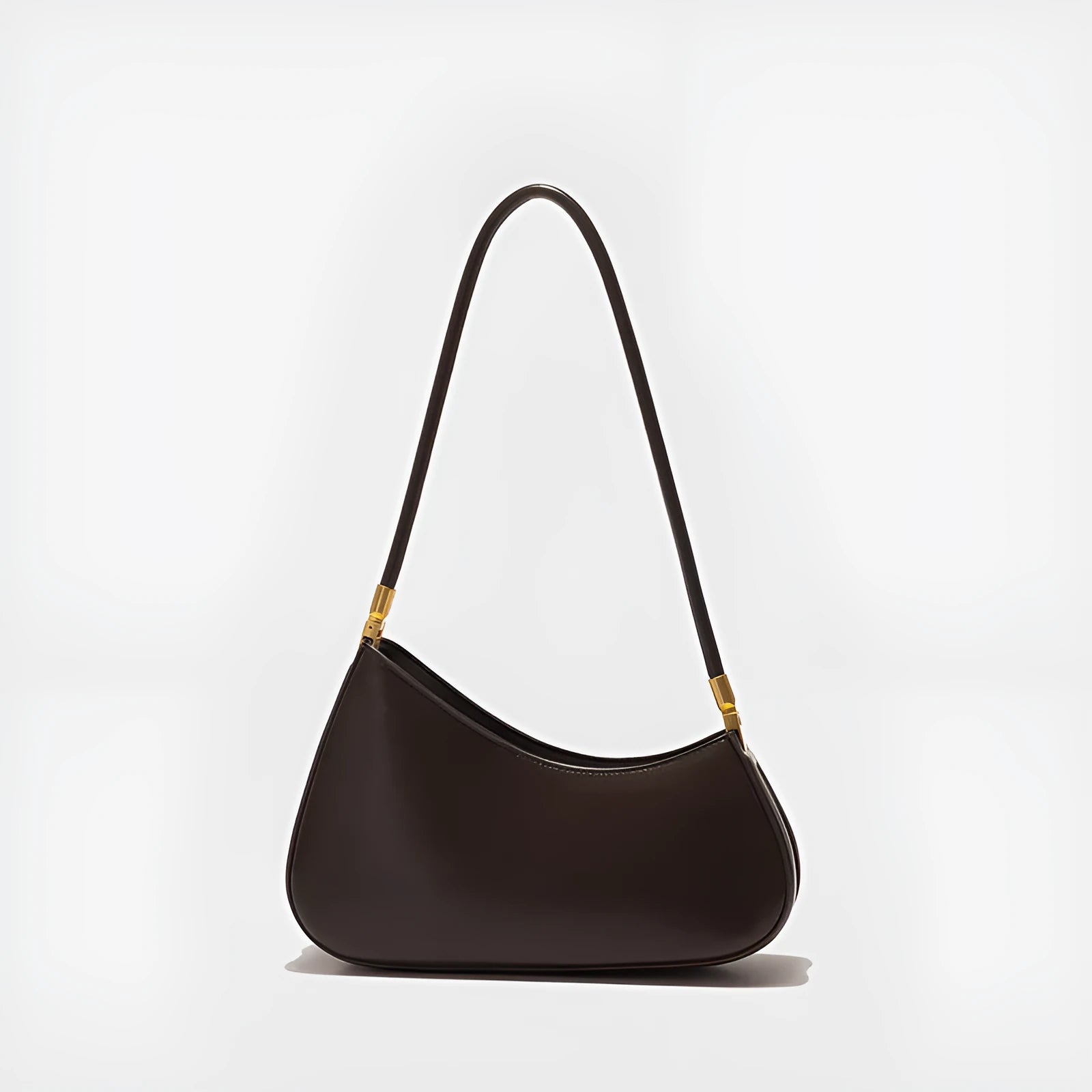 Women's oval PU leather underarm bag in multiple colours with single shoulder strap and zippered interior pouch