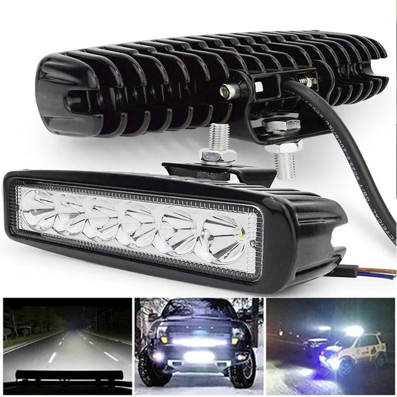Black automotive auxiliary spotlight with die-cast aluminium housing and polycarbonate cover