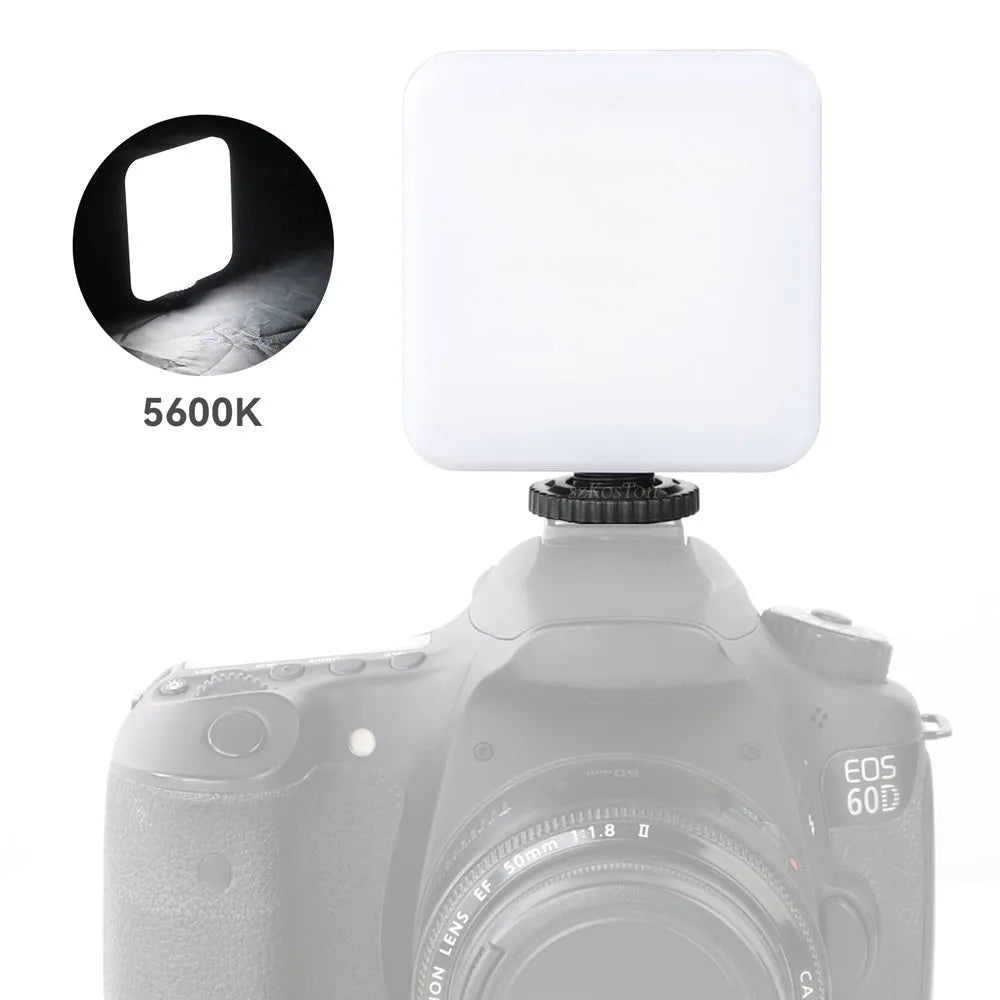 LED mini square outdoor camera flash on tripod with universal mount and compact design