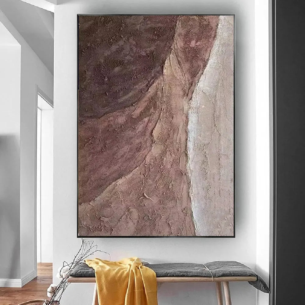 Handmade oil painting on canvas abstract brown texture wall art frameless rolled home decor
