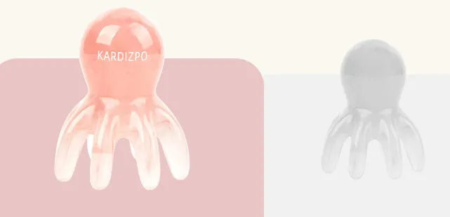 Pink octopus-shaped facial massage comb made from natural resin with eight flexible arms