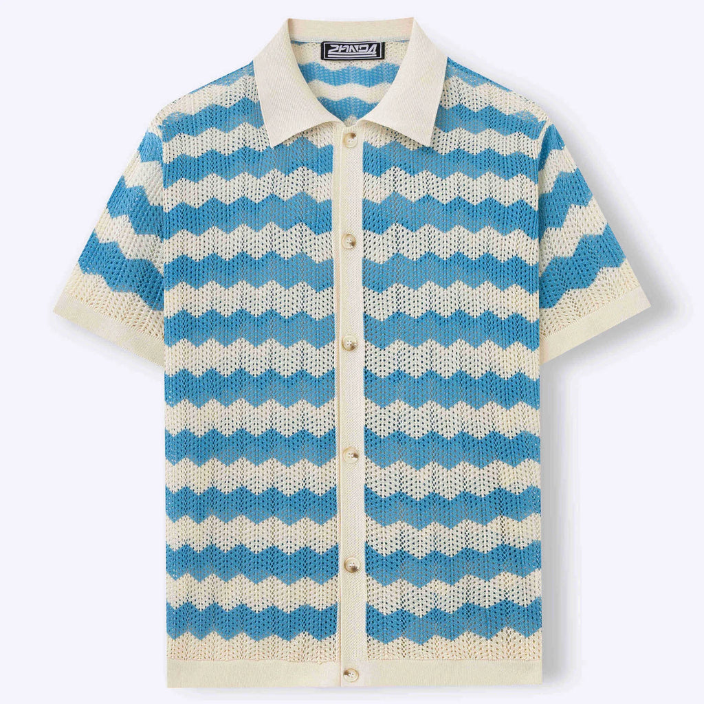 American-style hollow jacquard corrugated short-sleeve summer sweater in viscose Tencel
