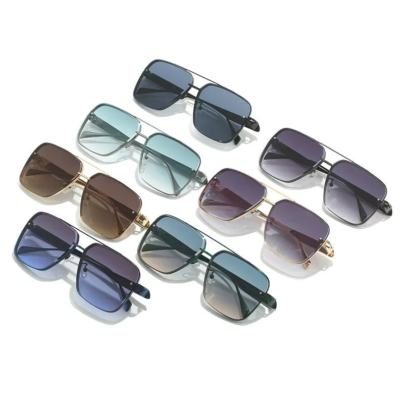 Men's casual metal frame sun glasses with gradient lenses in black frame