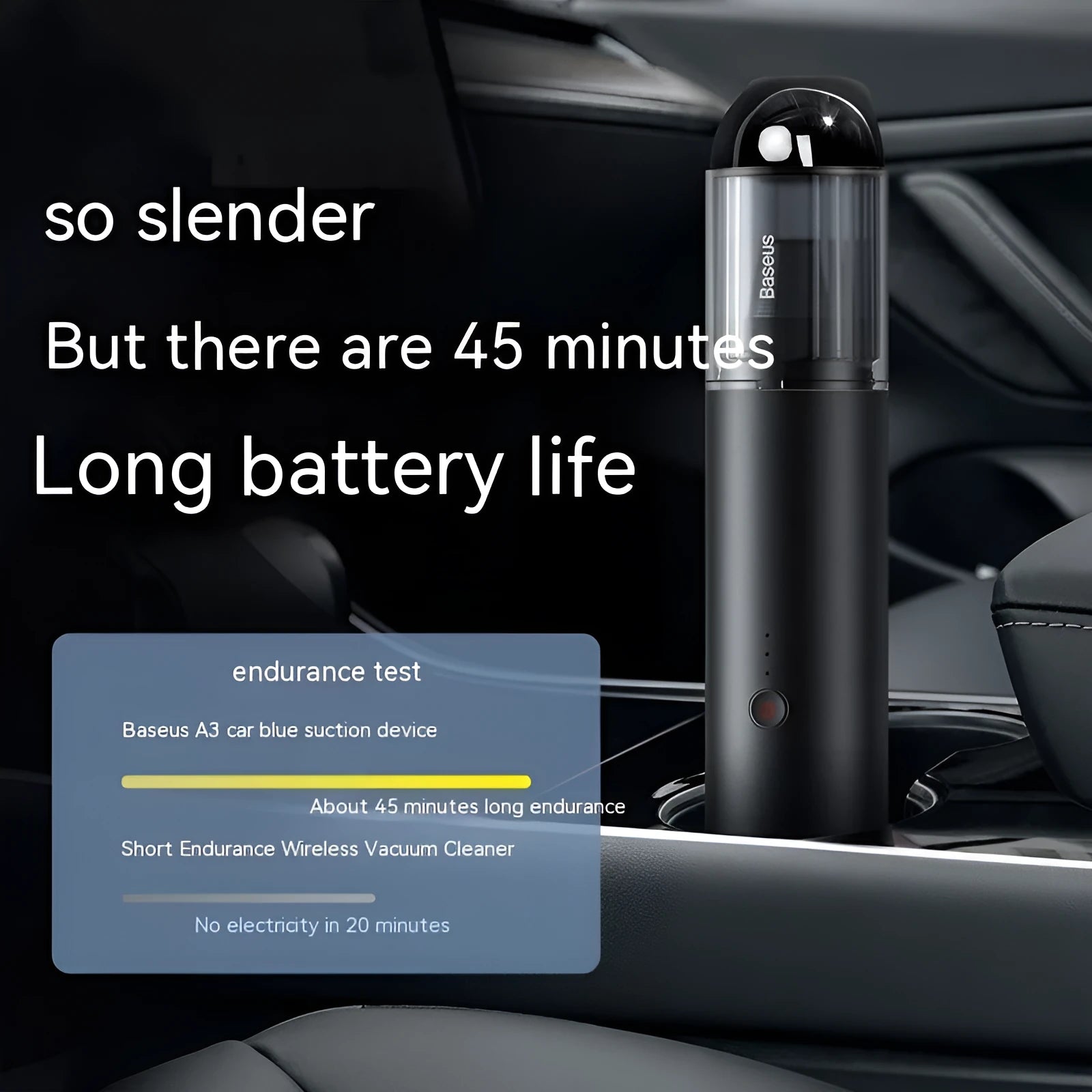 BASEUS A3 wireless car vacuum cleaner in black or silver with high power 135W motor