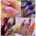 Wear Armour frosted finish almond nail stickers set showing four designs: French leaves, colourful plating, star macaron, and leopard print.