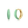 Curved oval earrings with dripping oil colour finish in geometric U-shape design