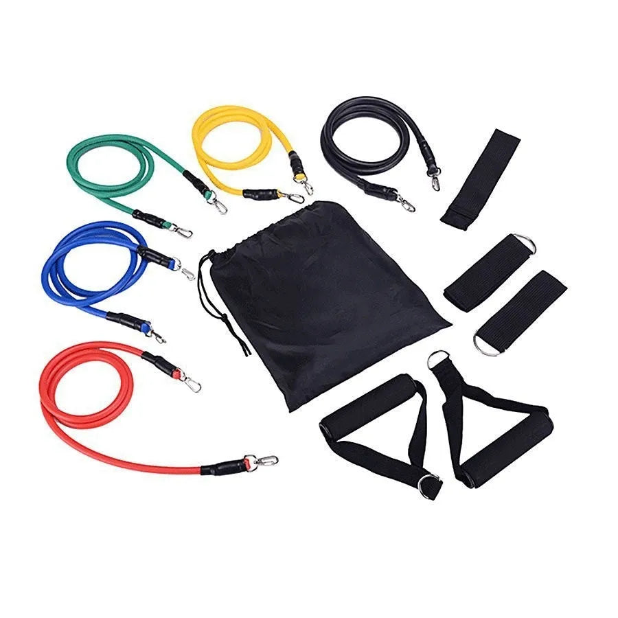 Multi-functional door sports 11-piece combination pulling rope set with ABS construction