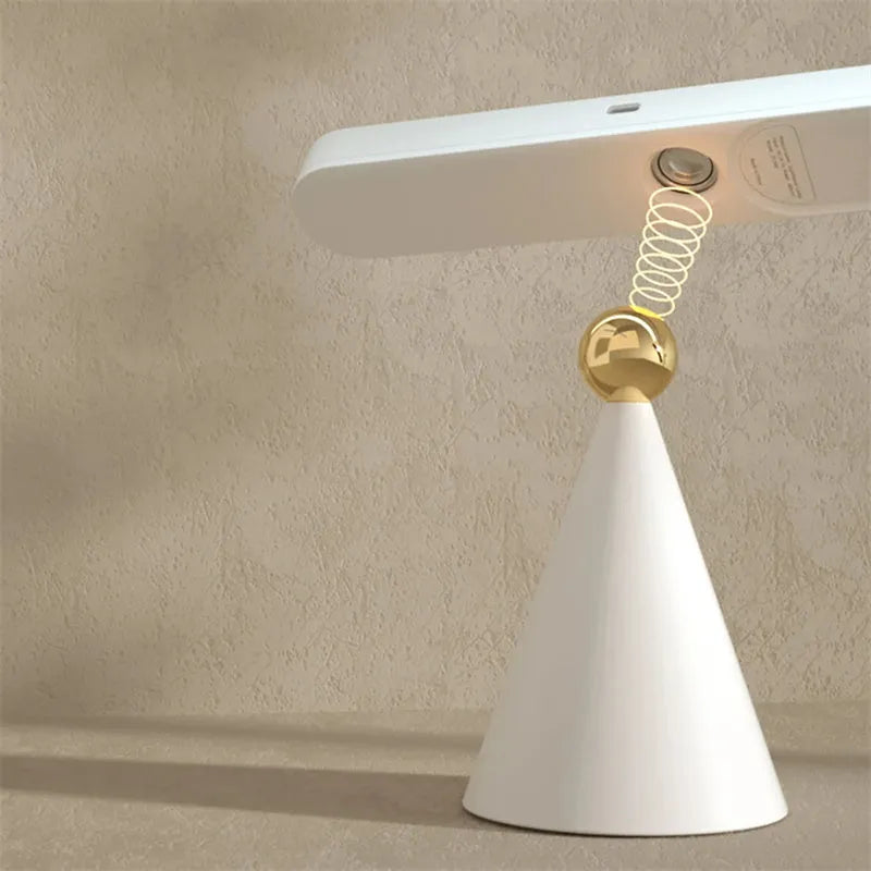 Geometric magnetic suction desk lamp in white colour with USB cable and touch control