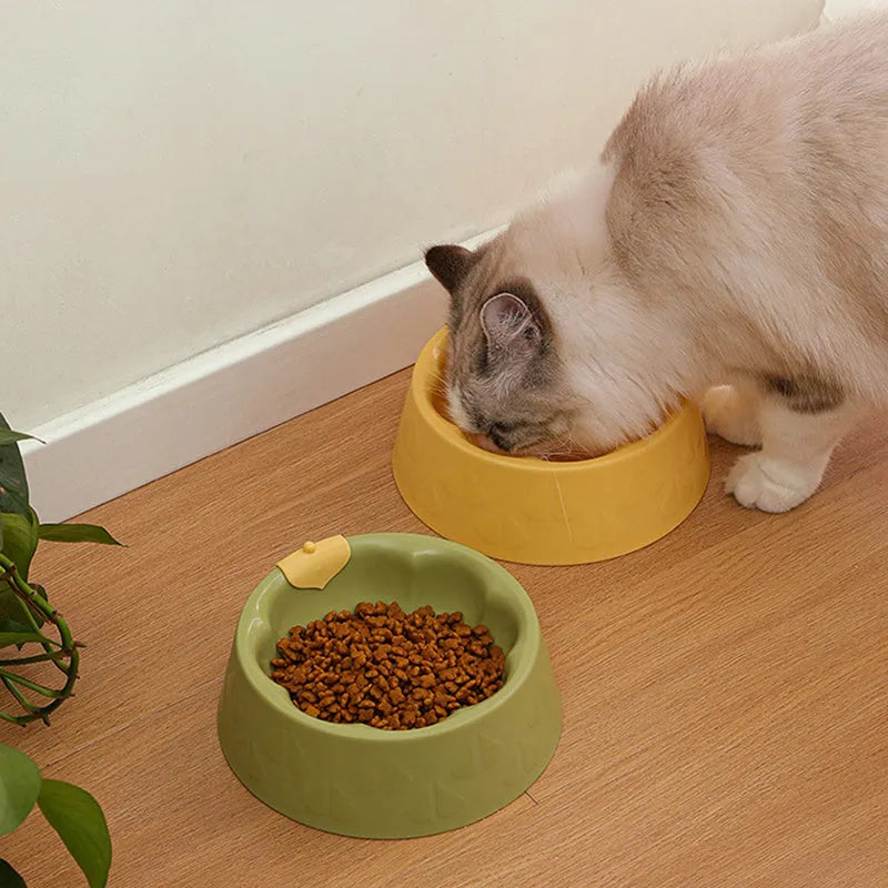 Green flower-shaped plastic pet bowl for cat or small dog food and water