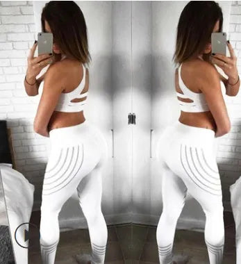 Women's black and white printed workout leggings with milk silk fabric and slim fit design