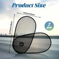 Black breathable car side window shade with suction cups stretched over window