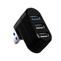 Black or white USB rotary splitter hub with four USB 3.0 ports for device expansion