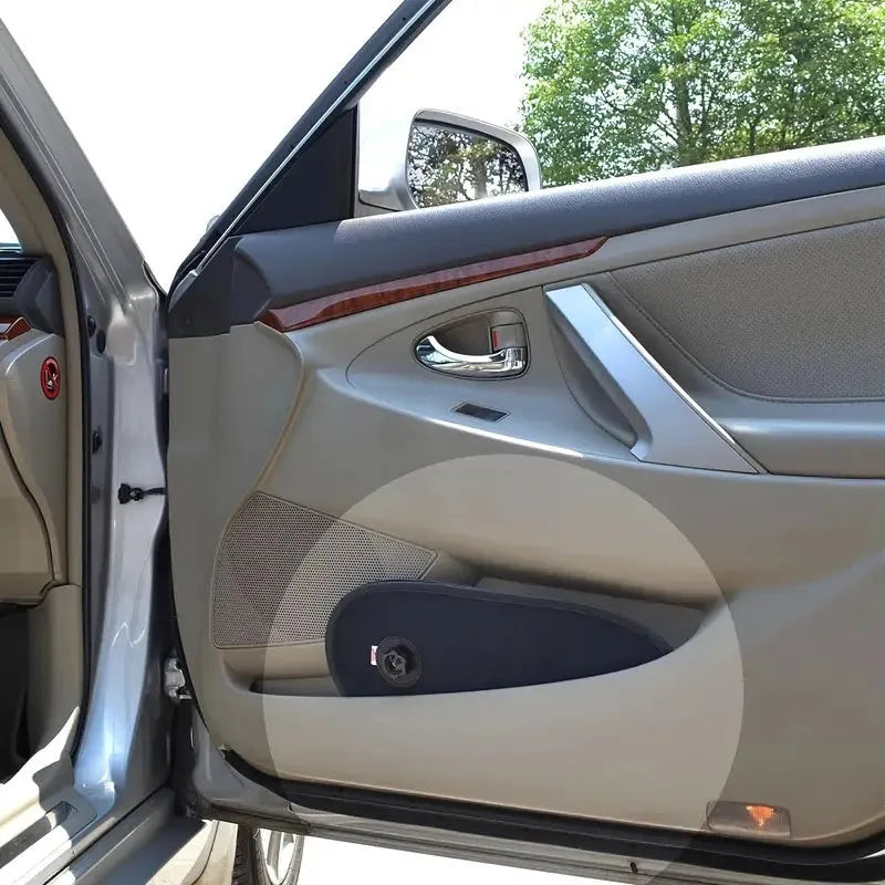 Black breathable car side window shade with suction cups stretched over window