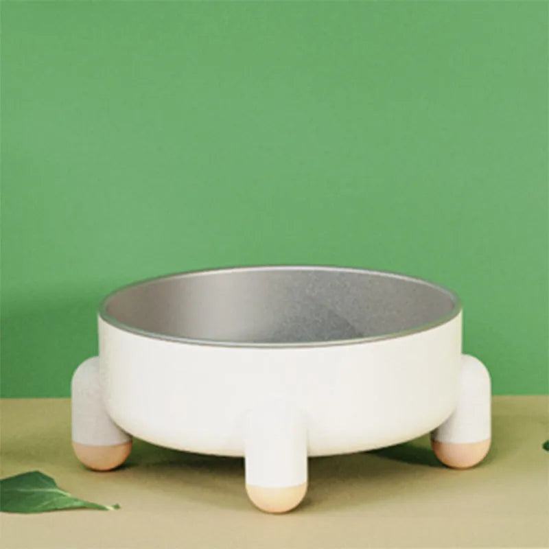Green stainless steel pet bowl with non-slip high foot design for dogs and cats