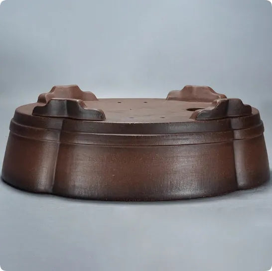 Classical green purple clay bonsai pot, 50cm wide, for tabletop or floor plant display.