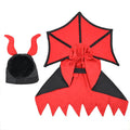 Black polyester vampire cloak and hat costume set for pets on Halloween