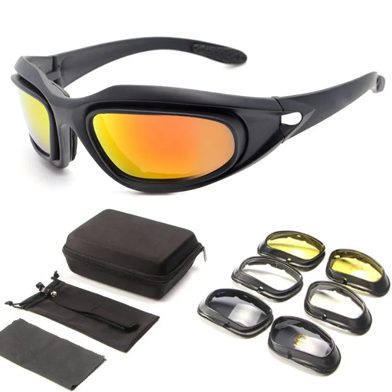 Tactical polarised sports sunglasses with a full-rim polycarbonate frame on a plain background.