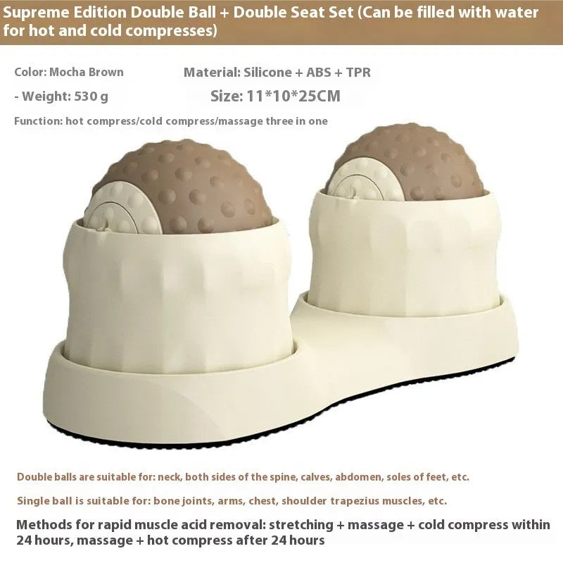 Double ball massage ball set with cold and hot compress function in caramel mocha colour