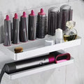 White punch-free aluminium bathroom storage rack holding Marcel wavers on double layers
