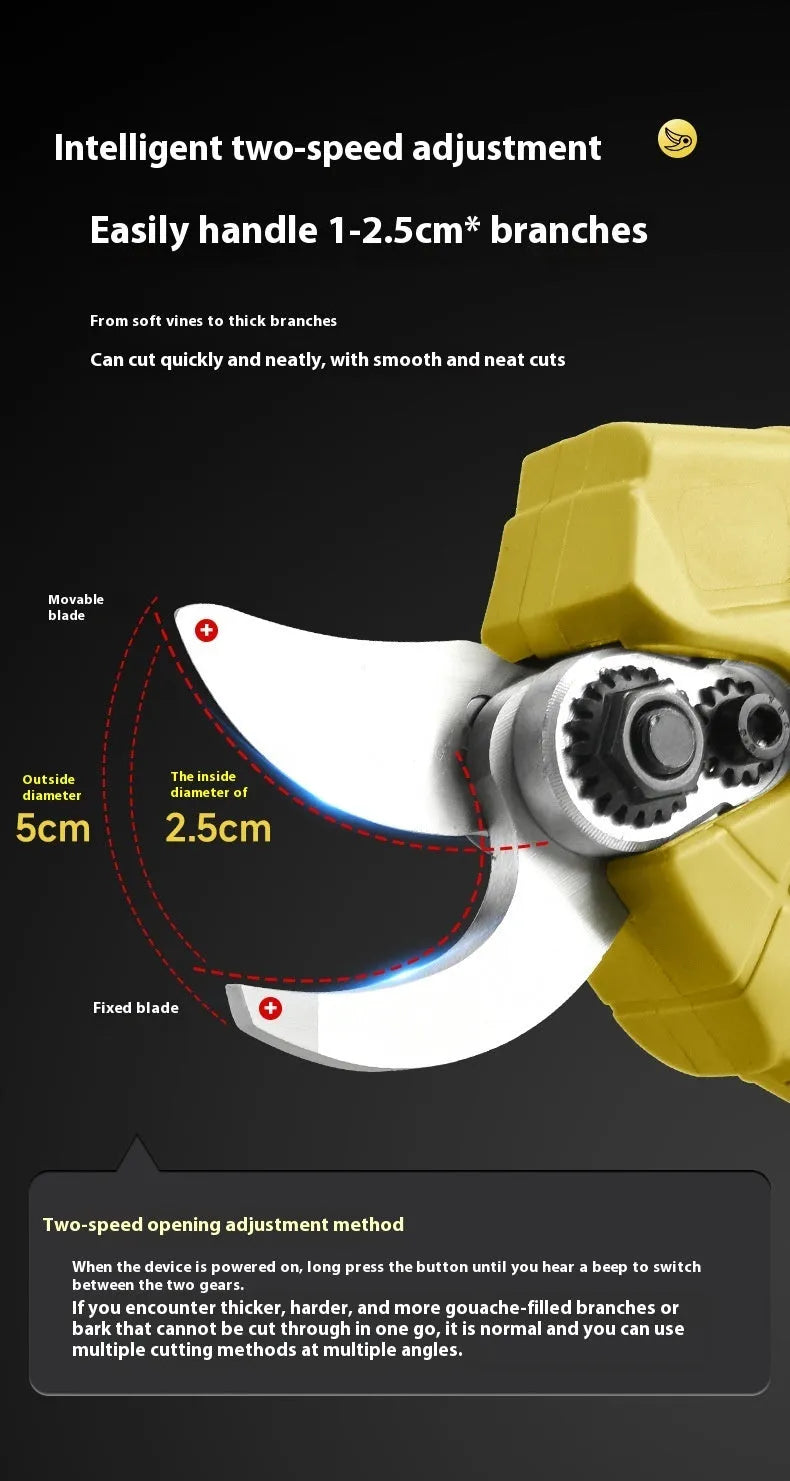 Wireless electric pruning knife with two lithium batteries and plastic storage case