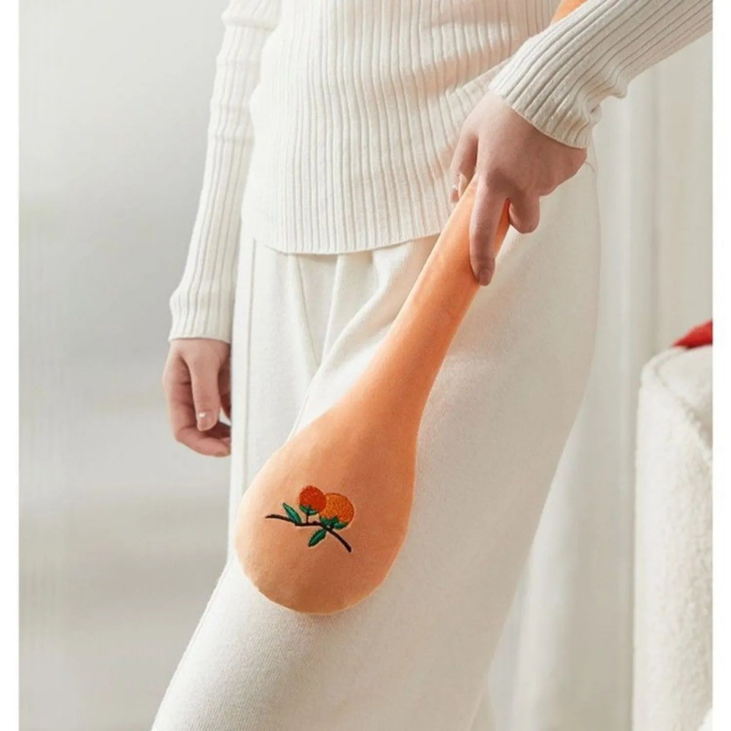 48 cm long wooden percussion massage stick with meridian flap design for back pounding.