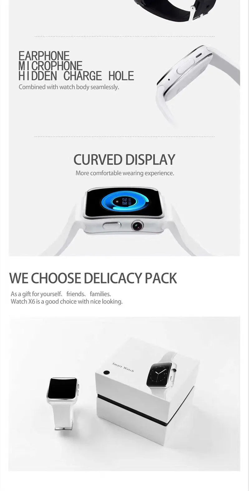 Black smart watch with 1.54 inch screen and silicone strap on a wrist