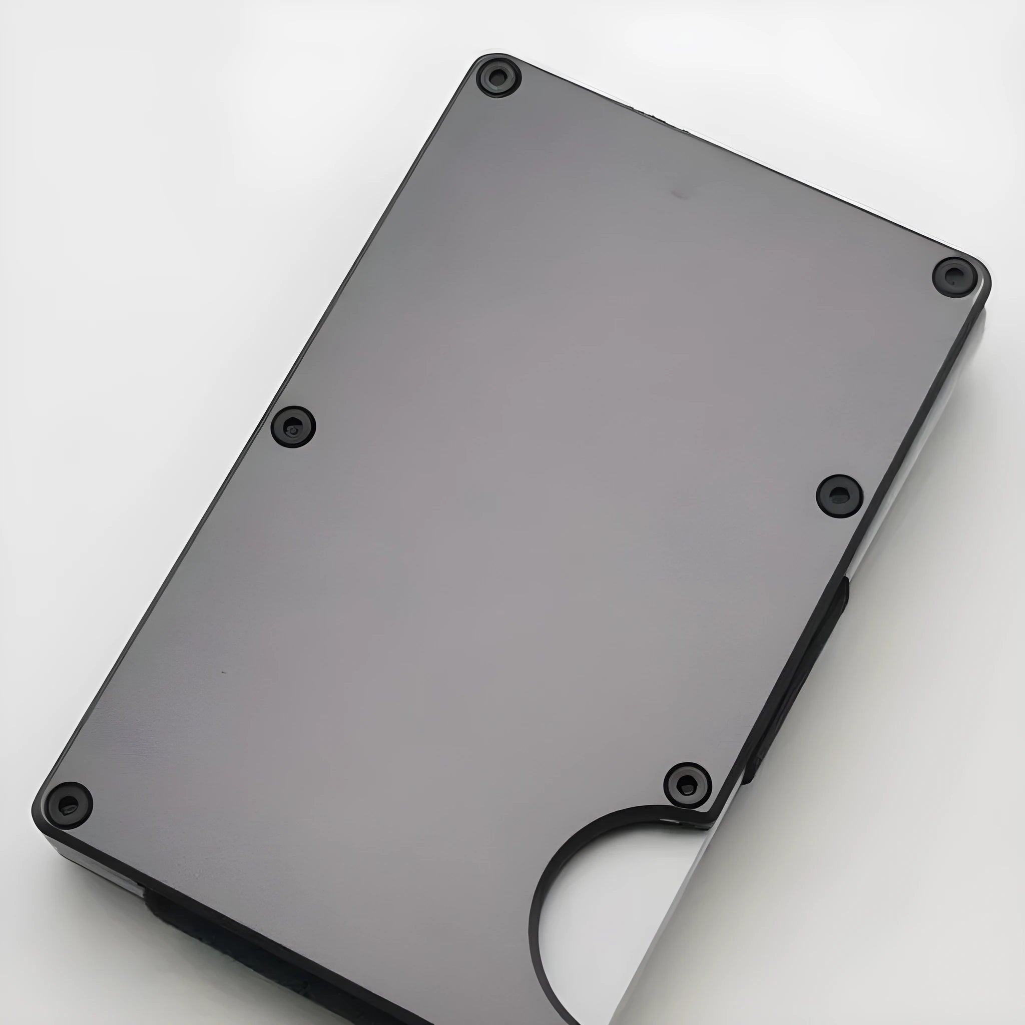 Carbon fibre RFID blocking wallet in aluminium alloy grey holding seven cards