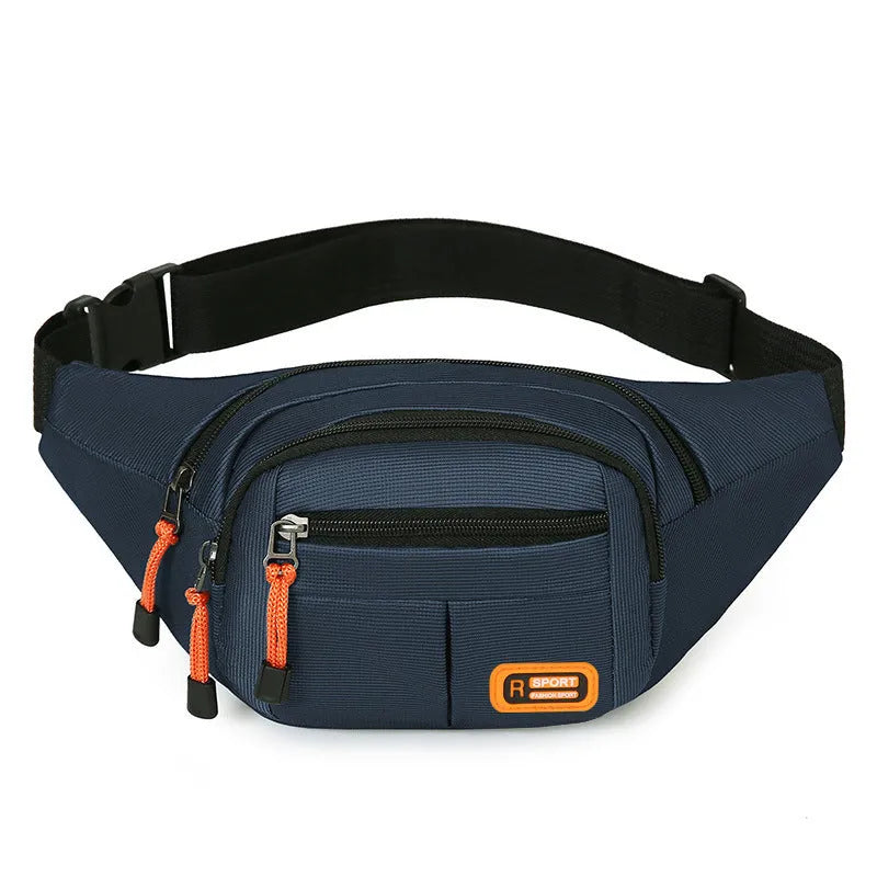 Large capacity waterproof slanted chest bag in nylon with adjustable shoulder strap