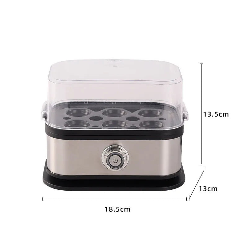 Black stainless steel portable egg boiler with carrying belt for travel