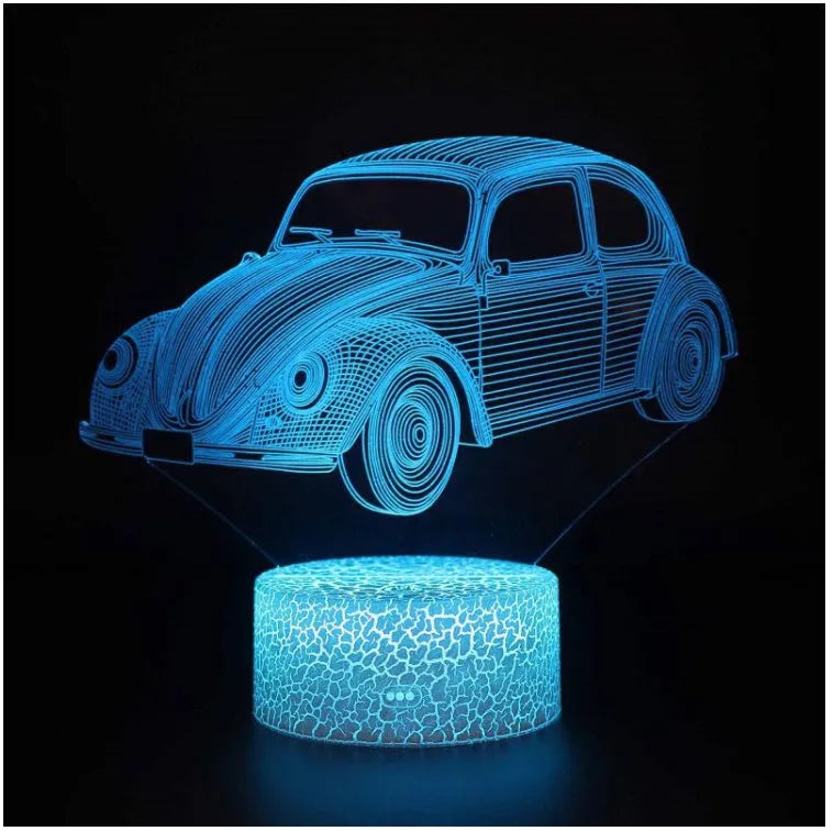 Colourful 3D LED table lamp with acrylic shade and touch remote control
