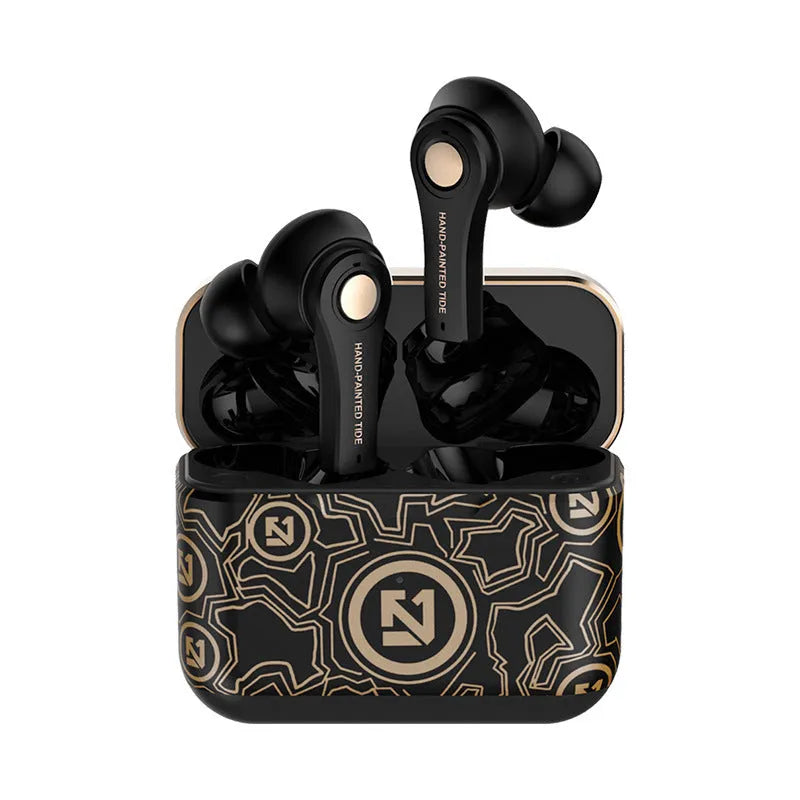 Wireless Bluetooth headset in black or white colours with head-mounted design