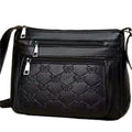 Butterfly black PU leather shoulder messenger bag with horizontal square shape and crossbody strap