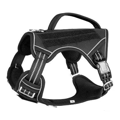 Tactical oxford cloth chest strap harness for a working dog in olive green colour