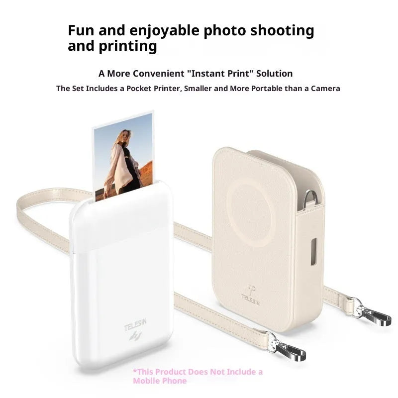 Pocket photo printer portable small plastic device with carry-on bag and photo paper