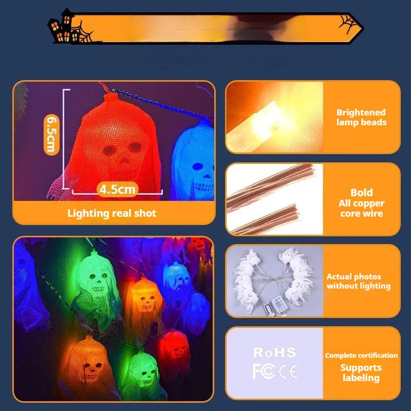 Halloween battery-powered coloured lights for indoor wall decoration in plastic housing