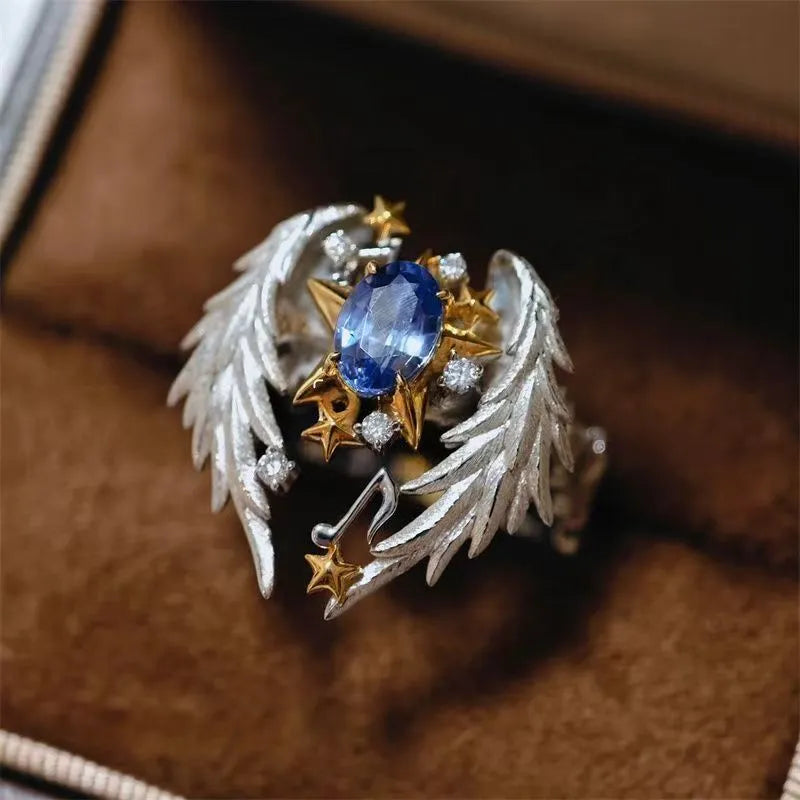 Adjustable open mouth geometry alloy ring with oiled finish for US size 8