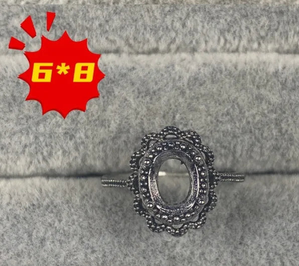 Oval denier ring ornament with open mouth design and five-pointed star decoration on copper with electroplating