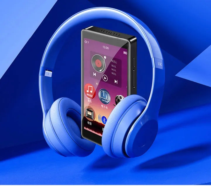 Black Ruizu H1 portable MP4 player with 4-inch touch screen showing media interface.