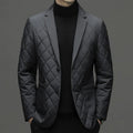 Men's thick lapel collar down jacket in regular cardigan fit with side pockets