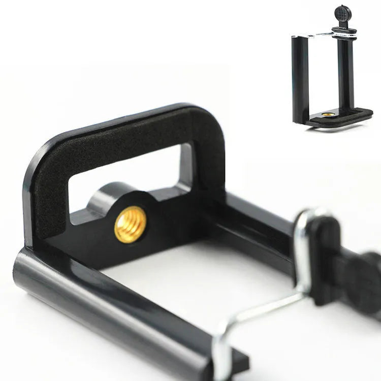 Black plastic U clip universal car mobile phone holder for windscreen or dashboard mounting.