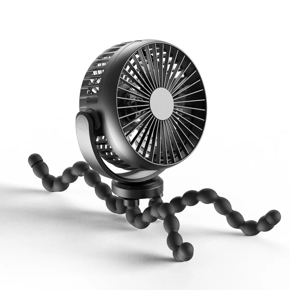 HOMEFISH F2 automatic shake head portable fan with LED light and removable mounting bracket