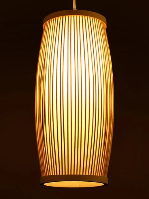 Bamboo plait ceiling pendant lamp with woven construction and E27 lamp holder for halls and staircases
