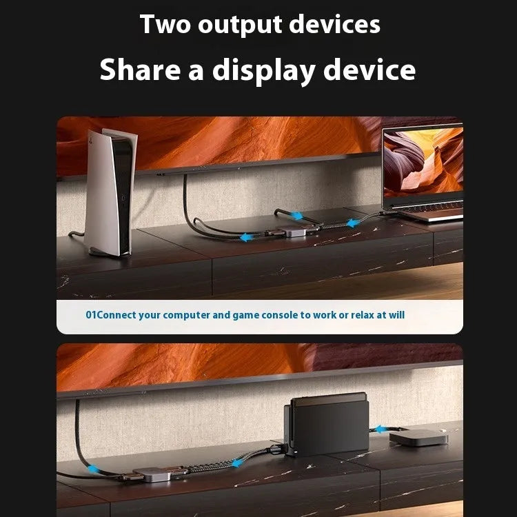 Black and grey HDMI to VGA converter cable with alloy head for computer audio and video conversion.