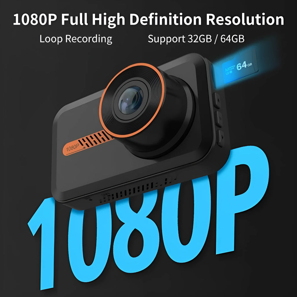 ThiEYE front and rear car dash camera with 3-inch screen, suction cup mount, and rear camera.