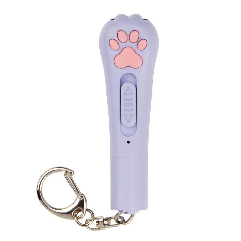 Infrared cat footprints laser toy with purple patterns and red money line on plastic teasing stick