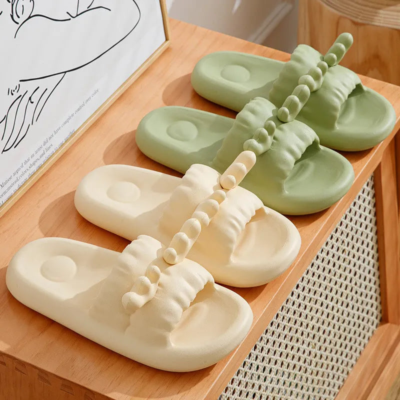Deer horn design flip flop slippers in EVA material, showing hollow-out upper and non-slip sole.