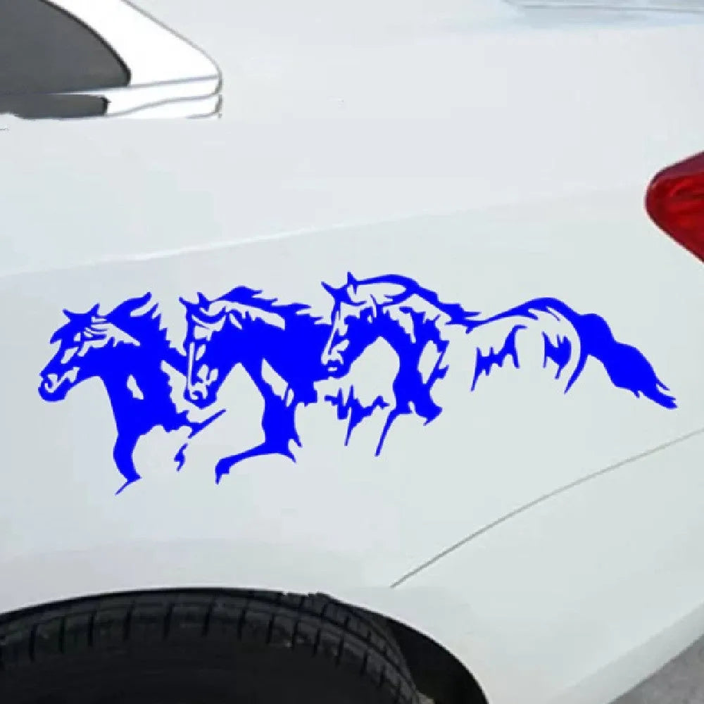 Steed horse vinyl car decal sticker showing galloping design, dimensions 25cm by 8cm.